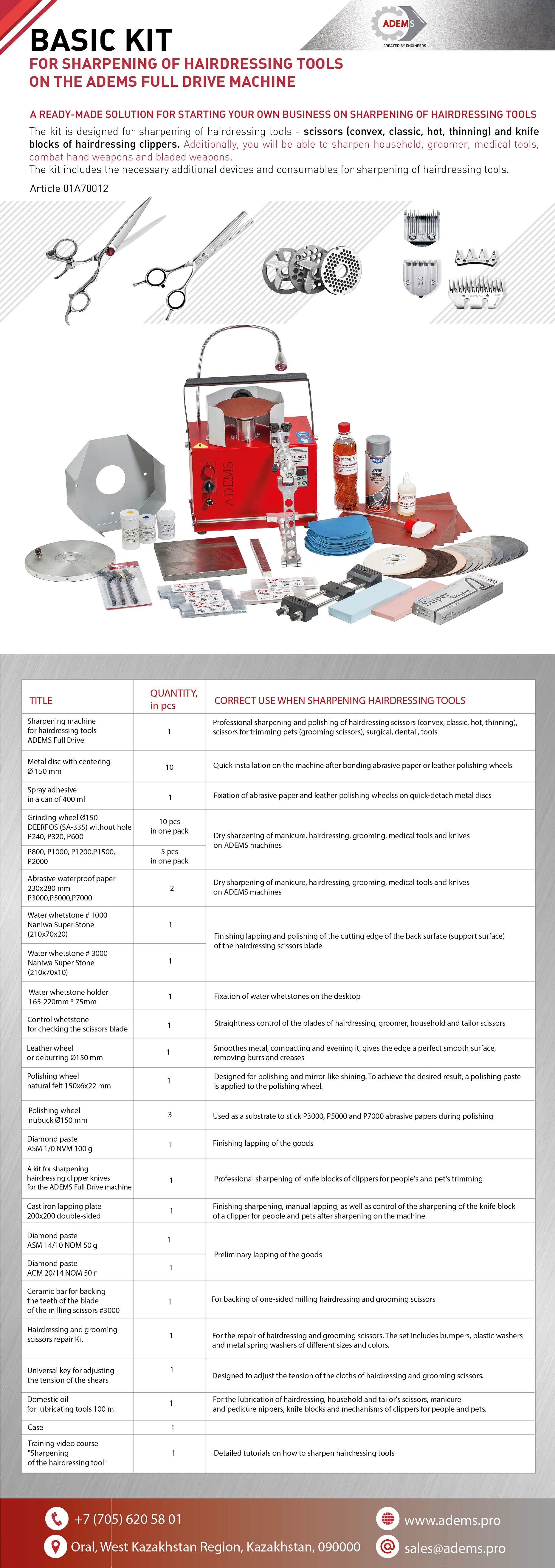 ADEMS Full Drive - machine for sharpening of hairdressing instruments