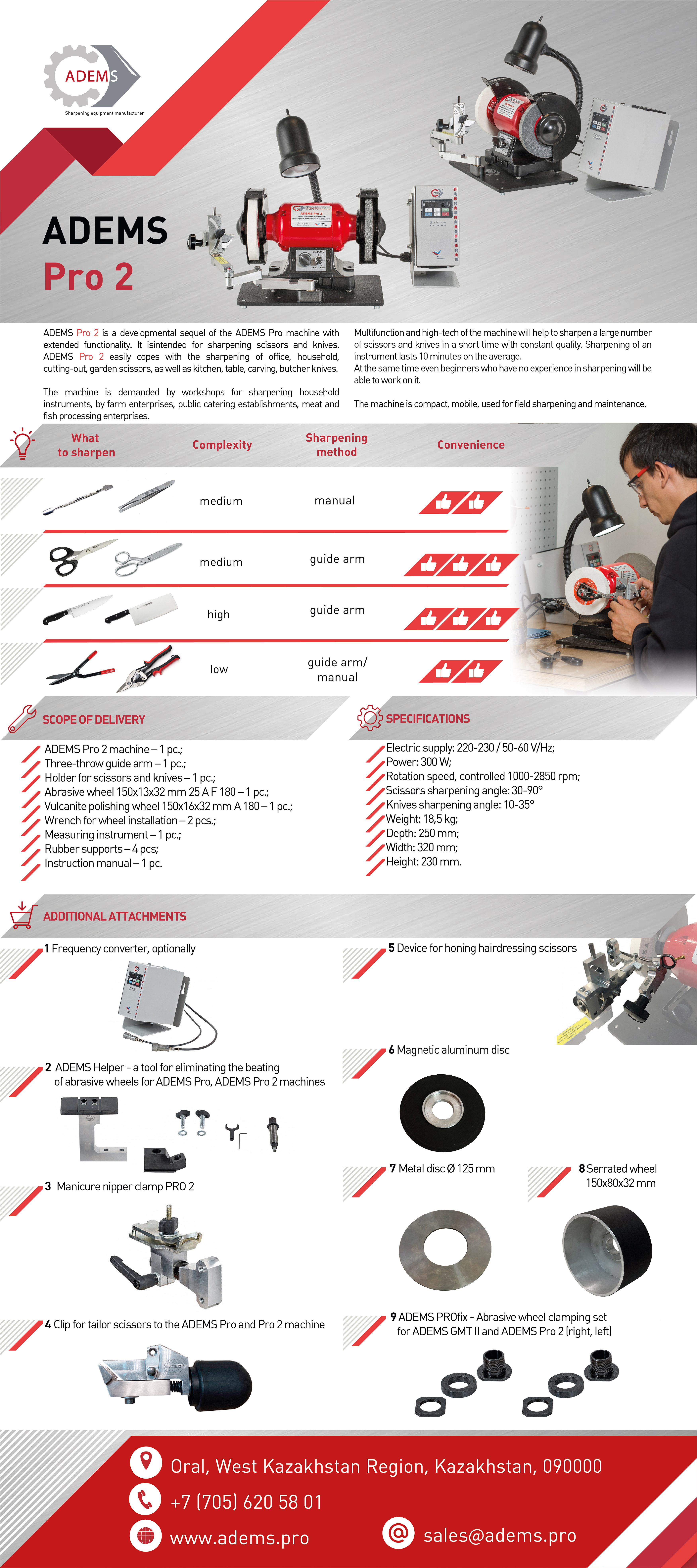 ADEMS Full Drive - machine for sharpening of hairdressing instruments